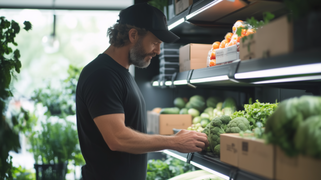 U7353792727 Photorealistic image man in a grocery store selecti 0bbae275 2430 447a 8c39 1bc41fcc7b45